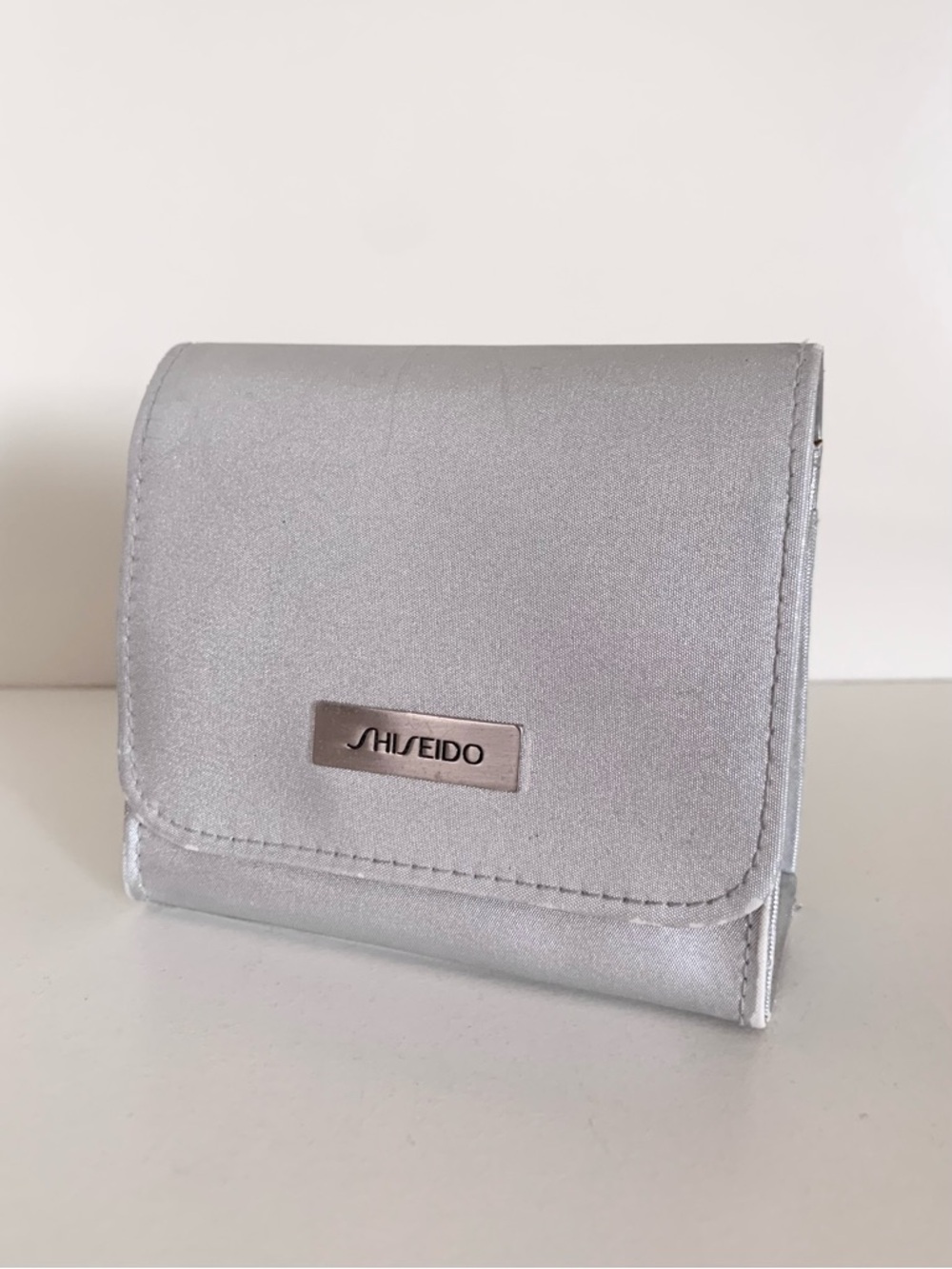 Y2k Shiseido Metallic Silver Travel Cosmetic Case